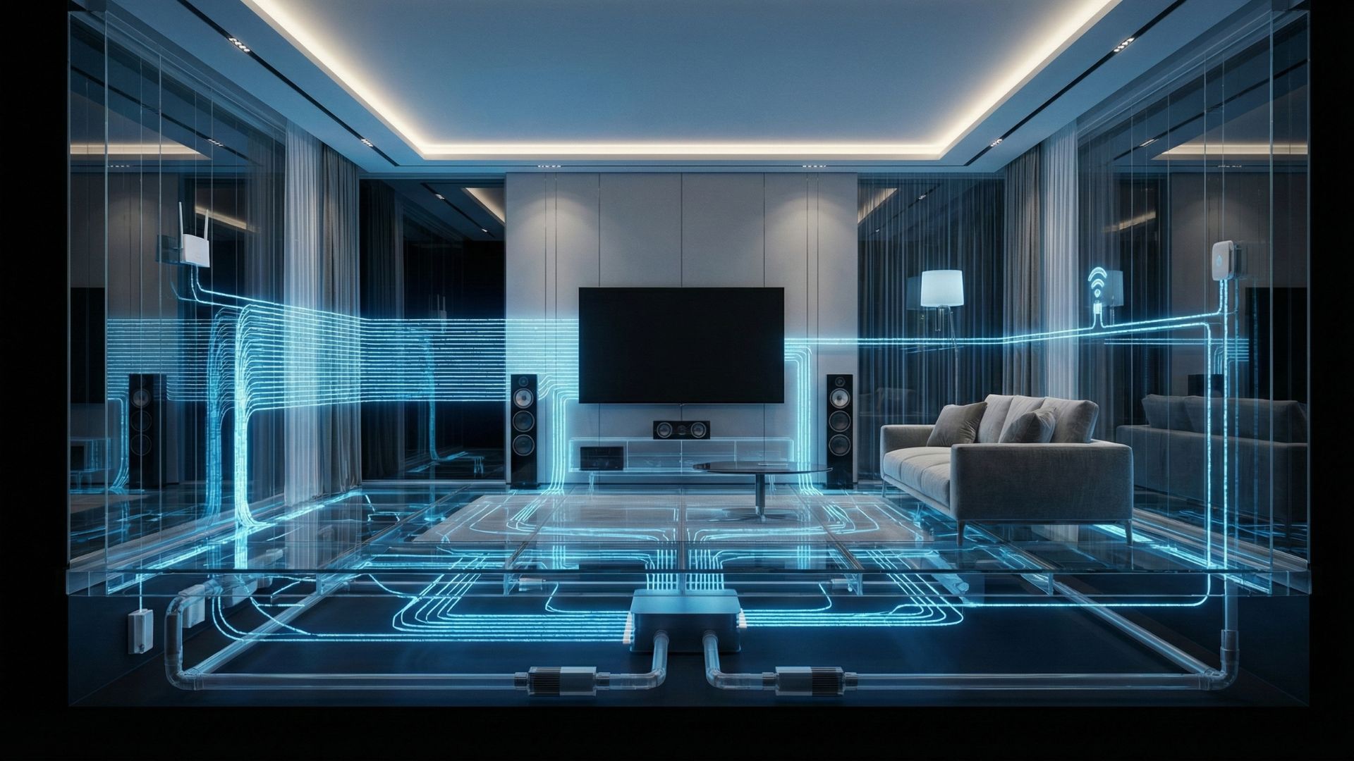 Infraestrutura para Automação. Quadro de distribuição elétrica moderno e organizado para automação residencial.